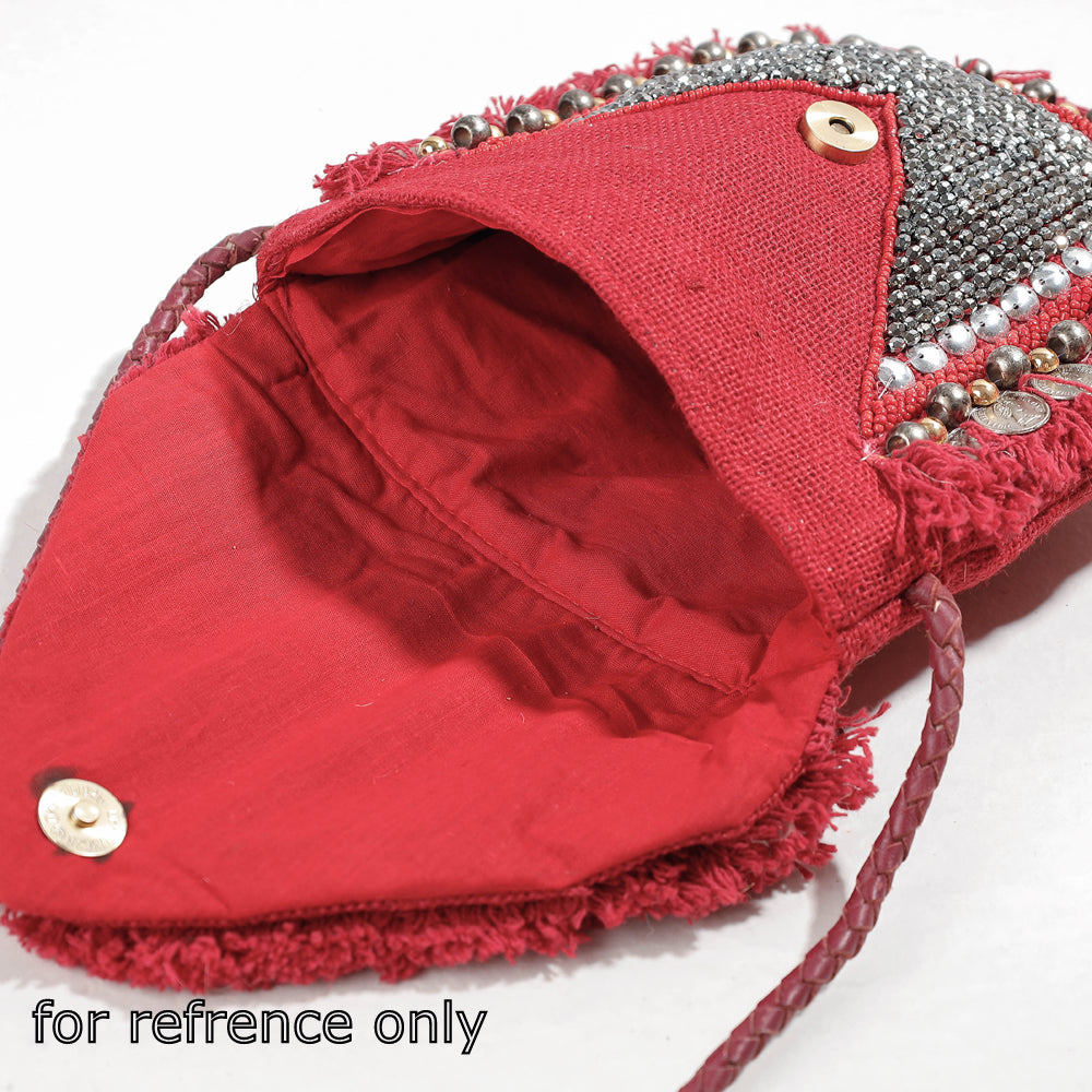 Beige - Banjara Vintage Embroidery Bead & Coin Work Sling Bag