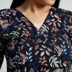 Black - Bagru Block Printed Cotton Flared Dress