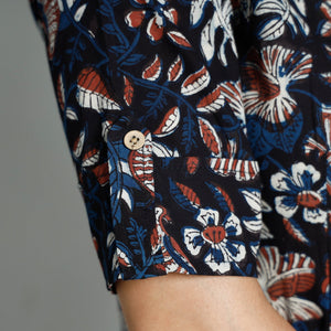 Black - Bagru Block Printed Cotton Flared Dress