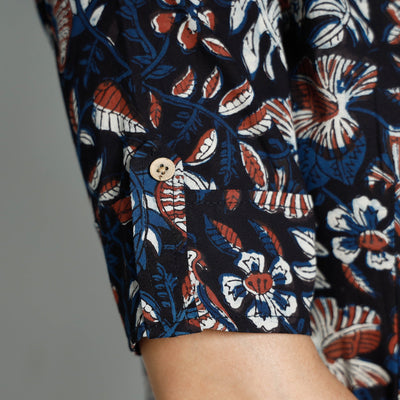 Black - Bagru Block Printed Cotton Flared Dress