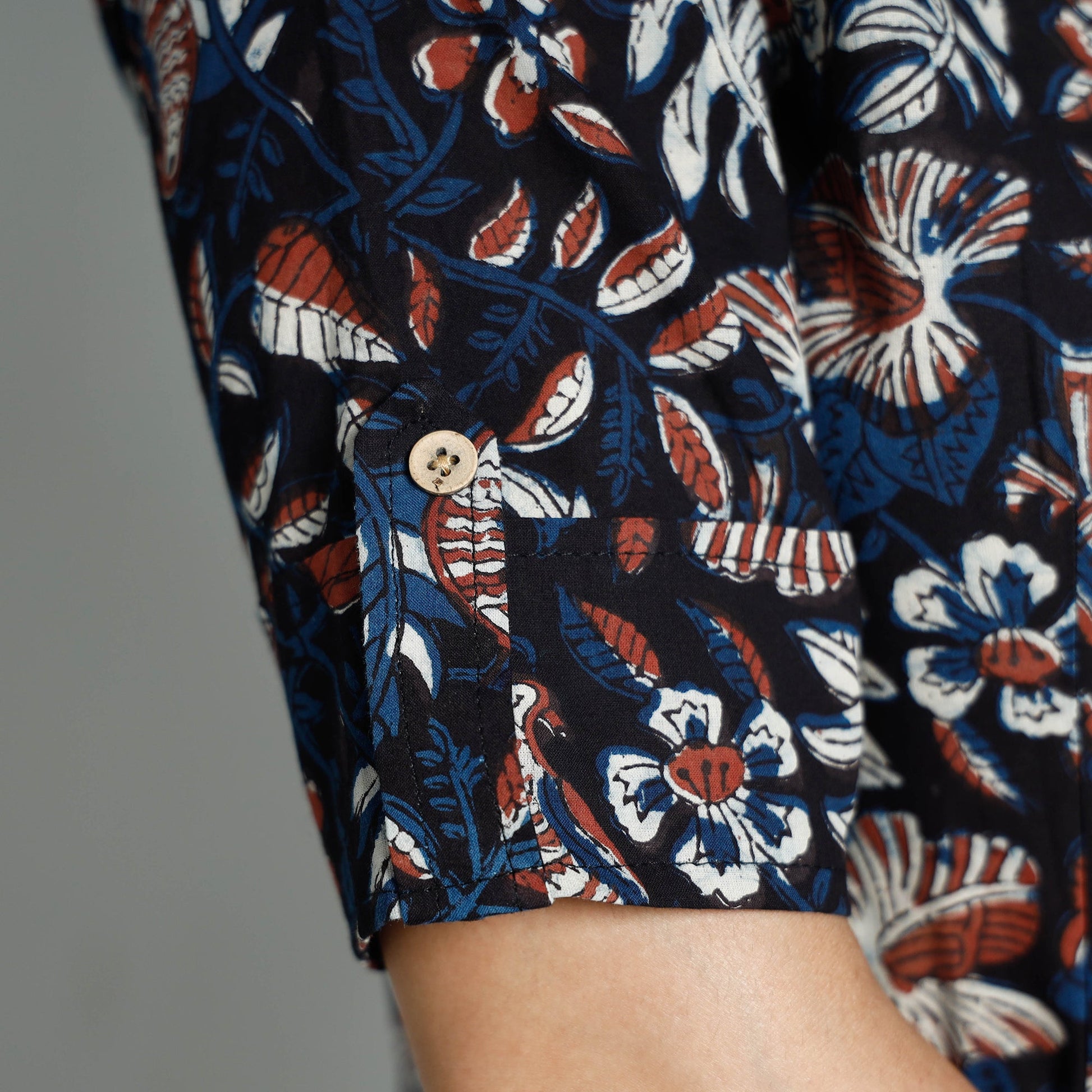 Black - Bagru Block Printed Cotton Flared Dress