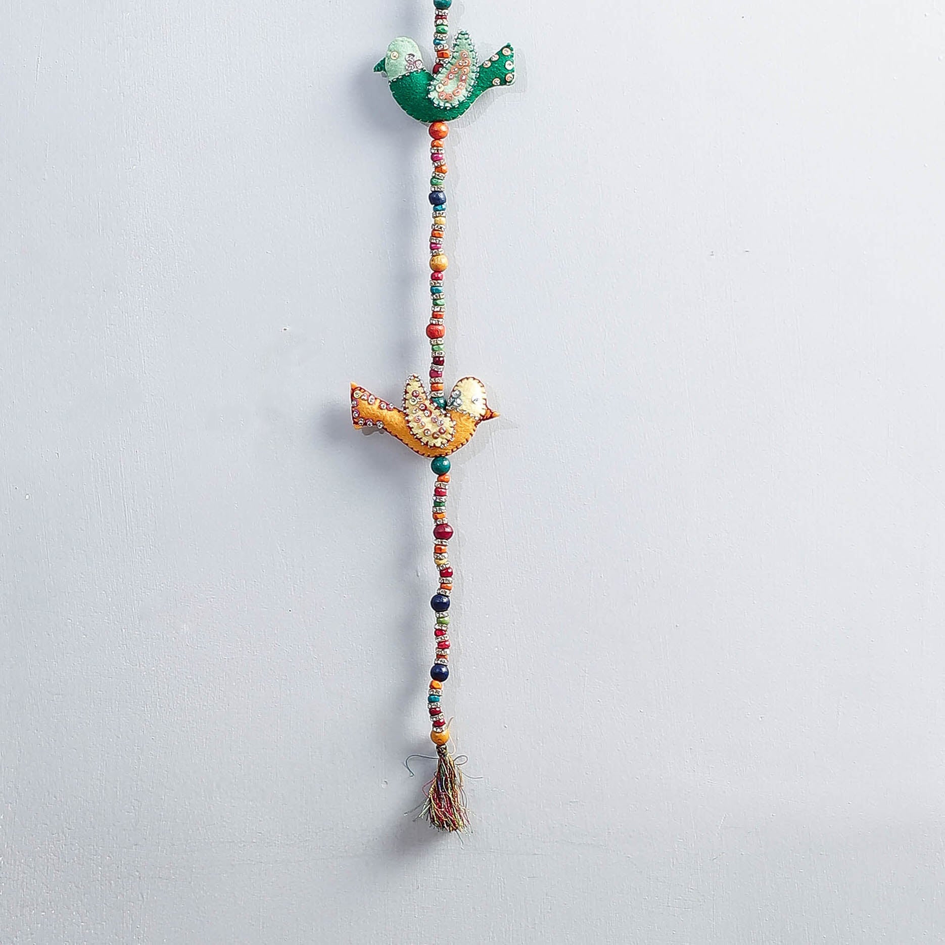 Bird - Handmade Felt & Beadwork Wall Hanging