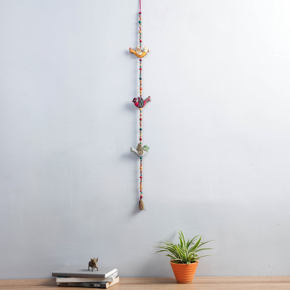 Bird - Handmade Felt & Beadwork Wall Hanging