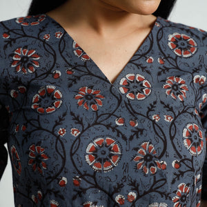 Blue - Bagru Block Printed Cotton Flared Dress