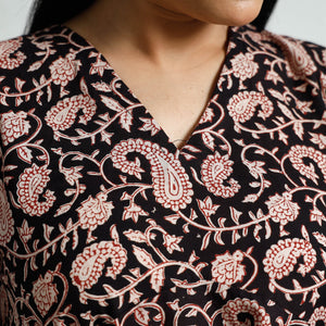 Black - Bagru Block Printed Cotton Flared Dress