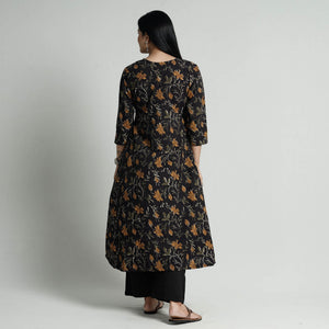Black - Bagru Block Printed Cotton Kurta with Palazzo Set