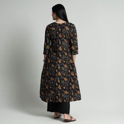 Black - Bagru Block Printed Cotton Kurta with Palazzo Set