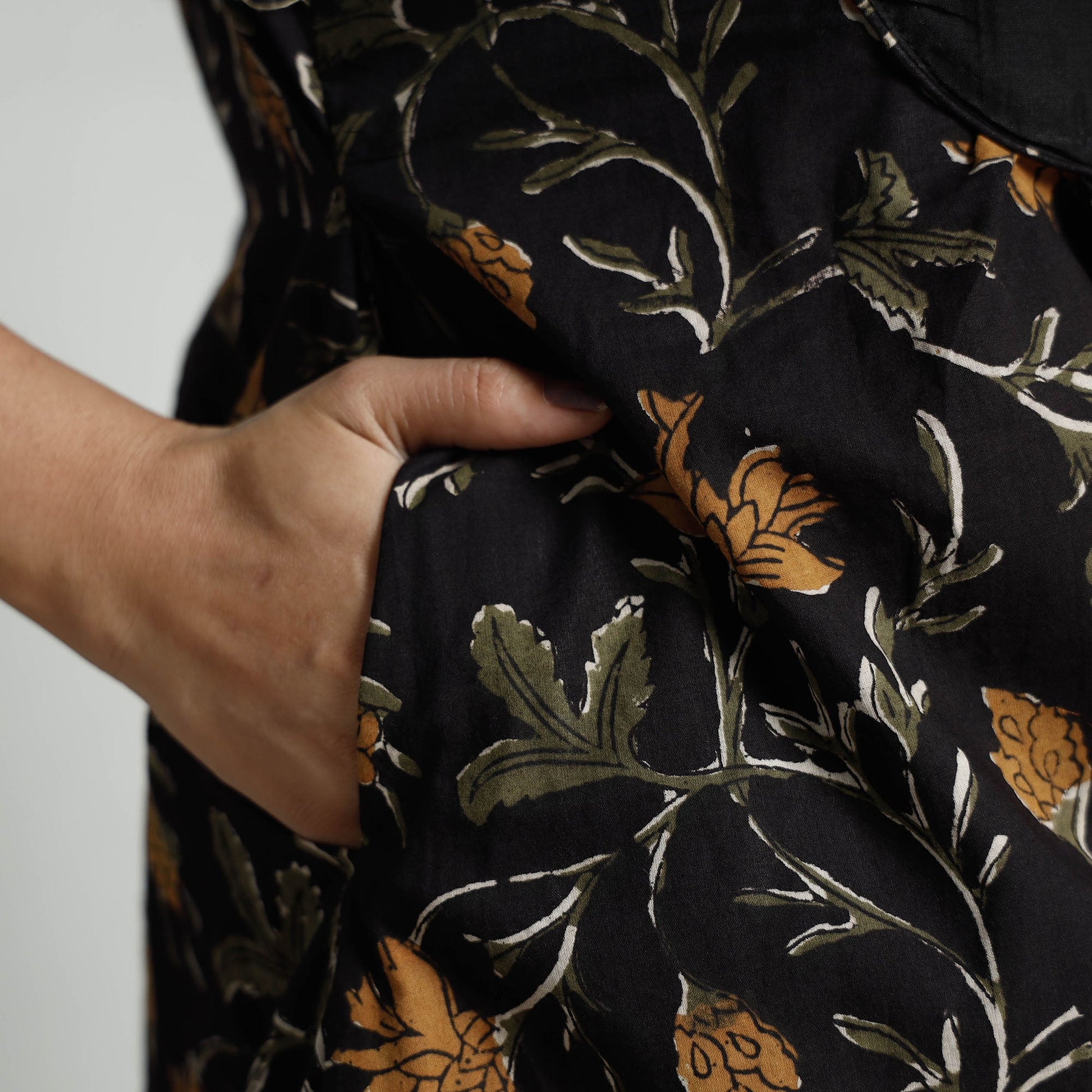 Black - Bagru Block Printed Cotton Kurta with Palazzo Set