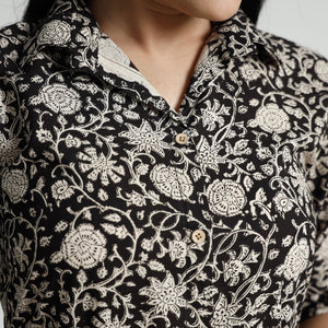 Black - Bagru Block Printed Cotton Kurta with Palazzo Set