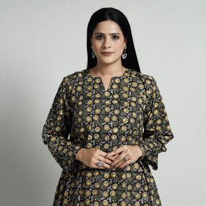 Black - Bagru Block Printed Cotton Kurta with Palazzo Set