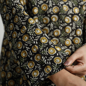 Black - Bagru Block Printed Cotton Kurta with Palazzo Set