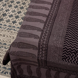 Black - Bagh Block Printed Cotton Double Bed Cover (106 x 90 in)