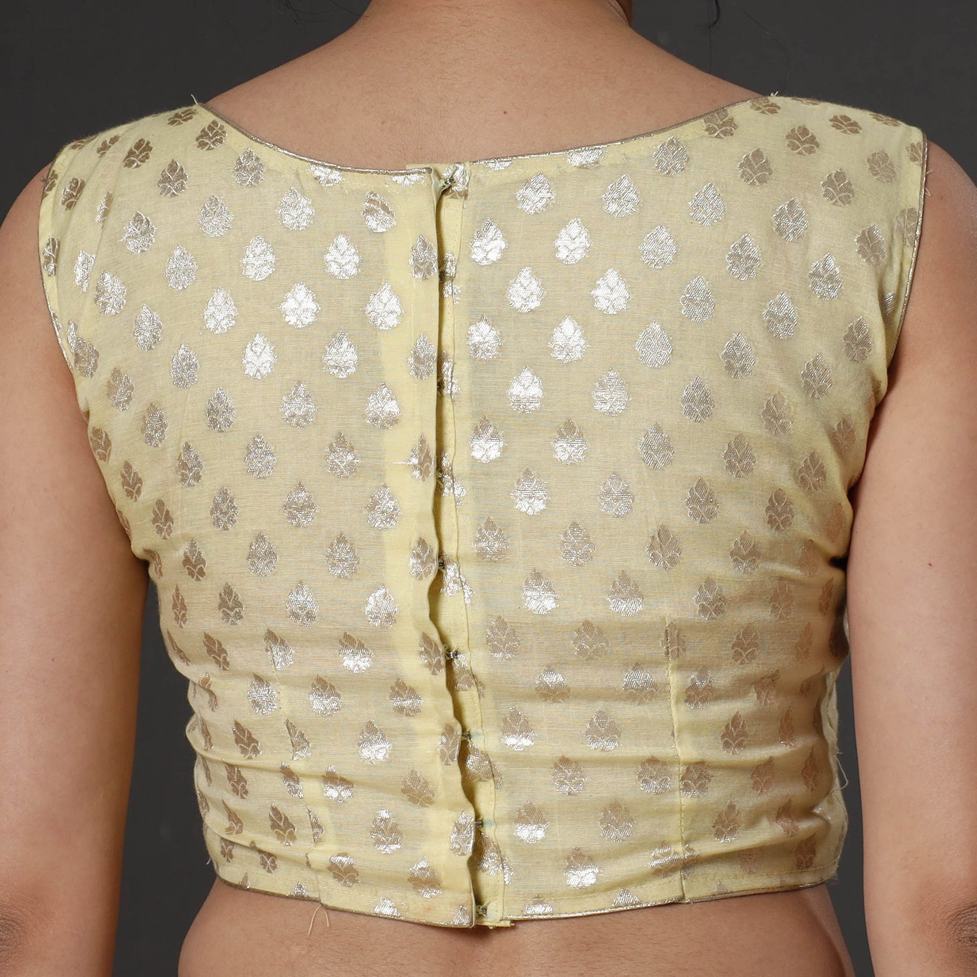 Beige - Banarasi Silk Zari Weave Stitched Blouse