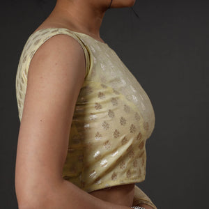 Beige - Banarasi Silk Zari Weave Stitched Blouse