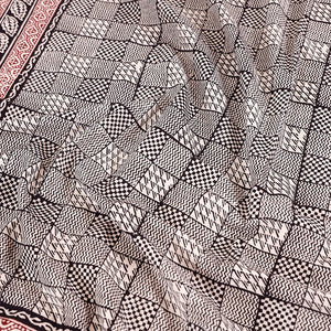 Black - Bagh Block Printed Cotton Double Bed Cover (106 x 90 in)