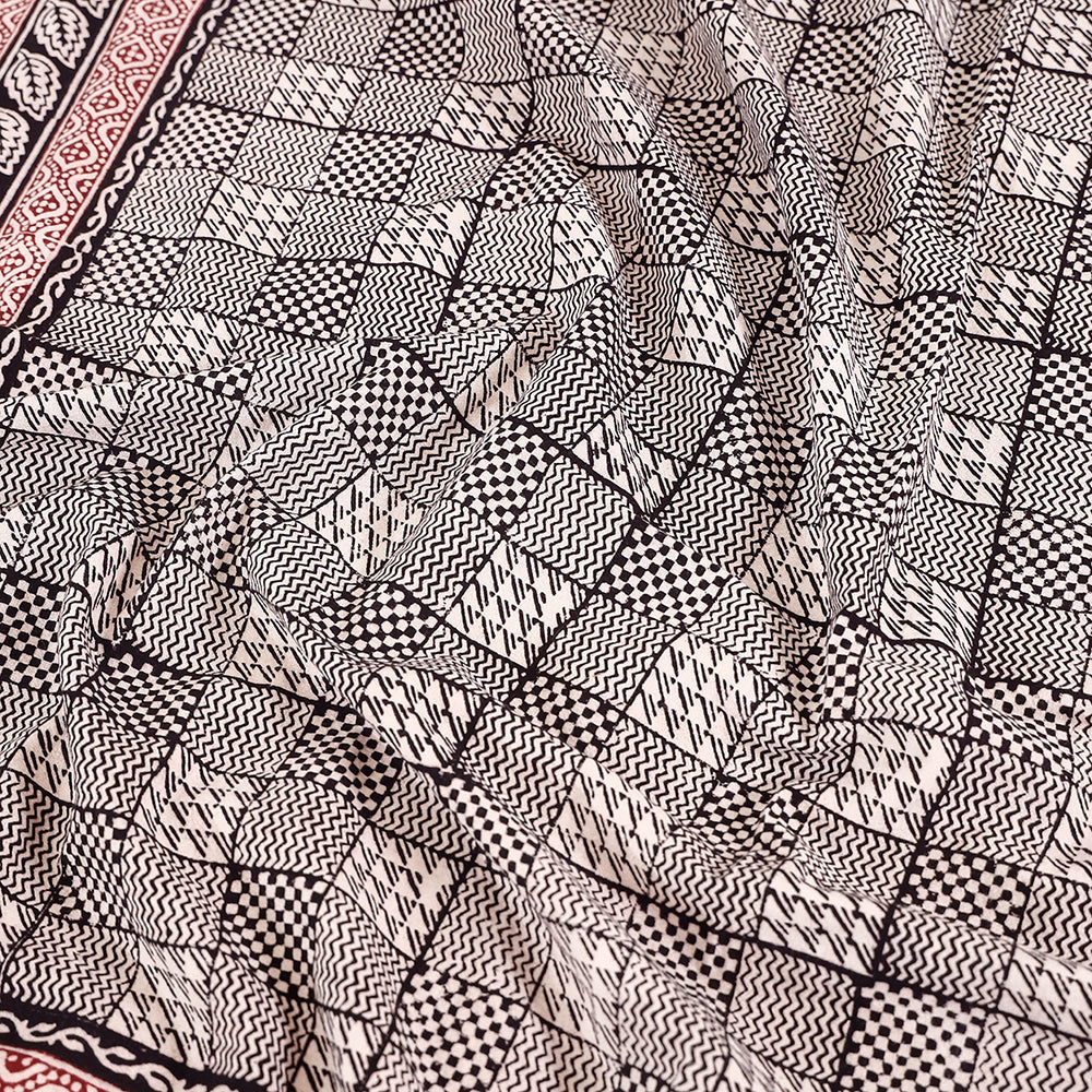 Black - Bagh Block Printed Cotton Double Bed Cover (106 x 90 in)