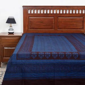 Blue - Bagh Block Printed Cotton Single Bed Cover (91 x 59 in)