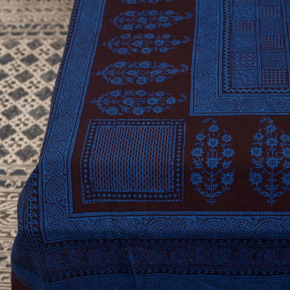 Blue - Bagh Block Printed Cotton Single Bed Cover (91 x 59 in)