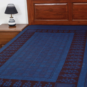 Blue - Bagh Block Printed Cotton Single Bed Cover (91 x 59 in)