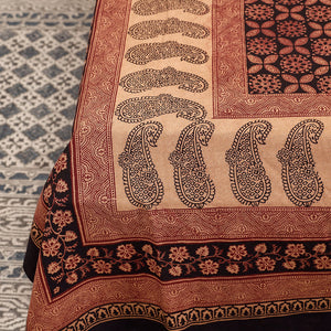 Brown - Bagh Block Printed Cotton Single Bed Cover (91 x 59 in)