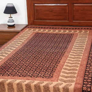 Brown - Bagh Block Printed Cotton Single Bed Cover (91 x 59 in)