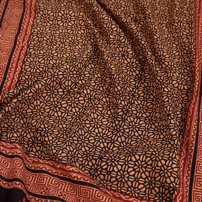 Brown - Bagh Block Printed Cotton Single Bed Cover (91 x 59 in)