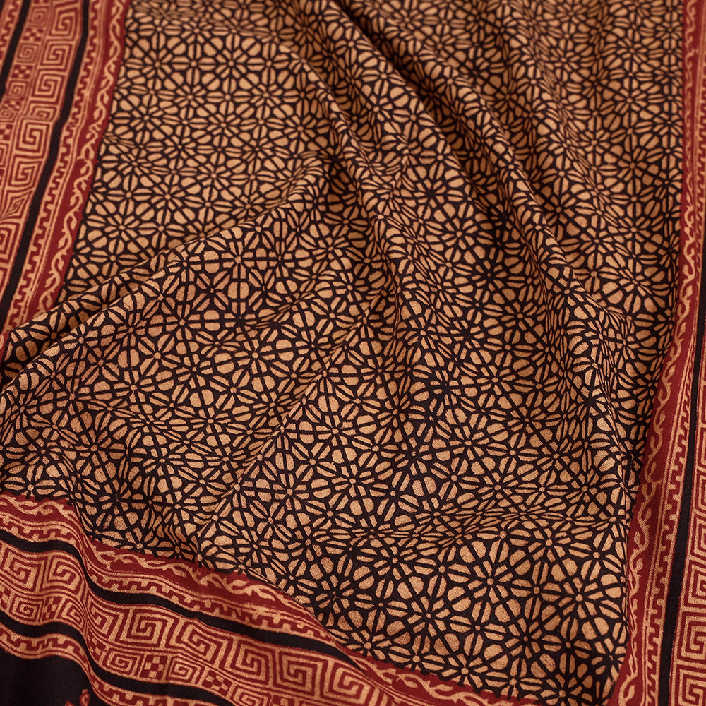Brown - Bagh Block Printed Cotton Single Bed Cover (91 x 59 in)