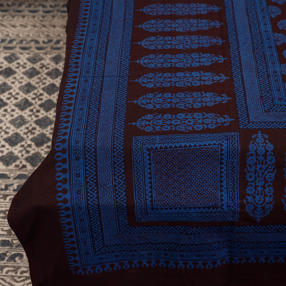 Blue - Bagh Block Printed Cotton Single Bed Cover (91 x 59 in)