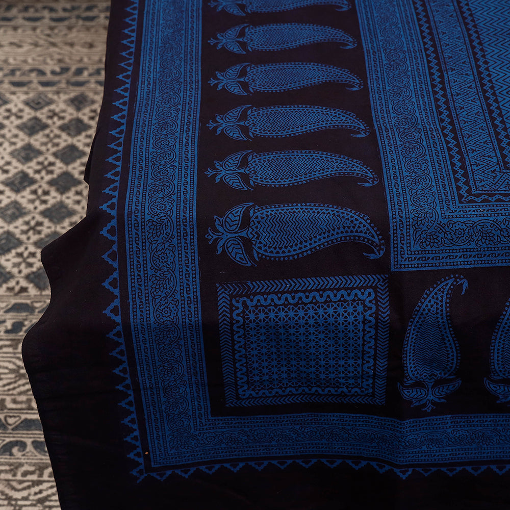 Blue - Bagh Block Printed Cotton Single Bed Cover (91 x 59 in)