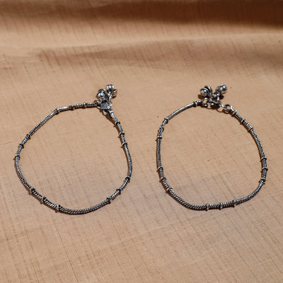 Antique Finish Oxidised German Silver Anklets