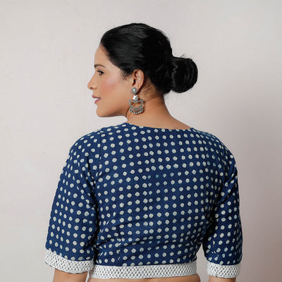 Blue - Bagru Dabu Block Printed Cotton Stitched Blouse