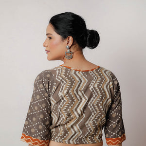 Brown - Bagru Dabu Block Printed Cotton Stitched Blouse