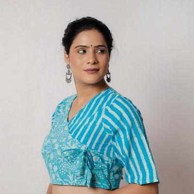Blue - Bagru Dabu Block Printed Cotton Stitched Blouse