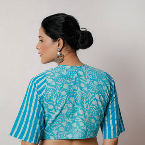 Blue - Bagru Dabu Block Printed Cotton Stitched Blouse
