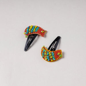 Bird - Handmade Felt & Beadwork Tik-Tak Hair Clips (Set of 2)