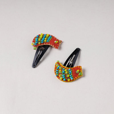 Bird - Handmade Felt & Beadwork Tik-Tak Hair Clips (Set of 2)