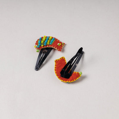 Bird - Handmade Felt & Beadwork Tik-Tak Hair Clips (Set of 2)