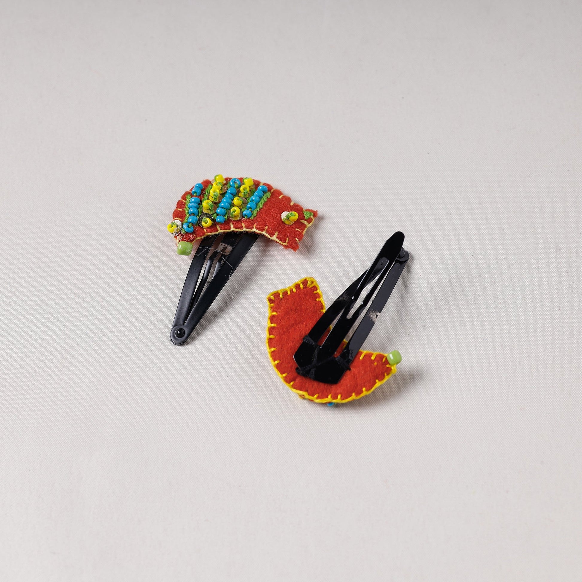 Bird - Handmade Felt & Beadwork Tik-Tak Hair Clips (Set of 2)