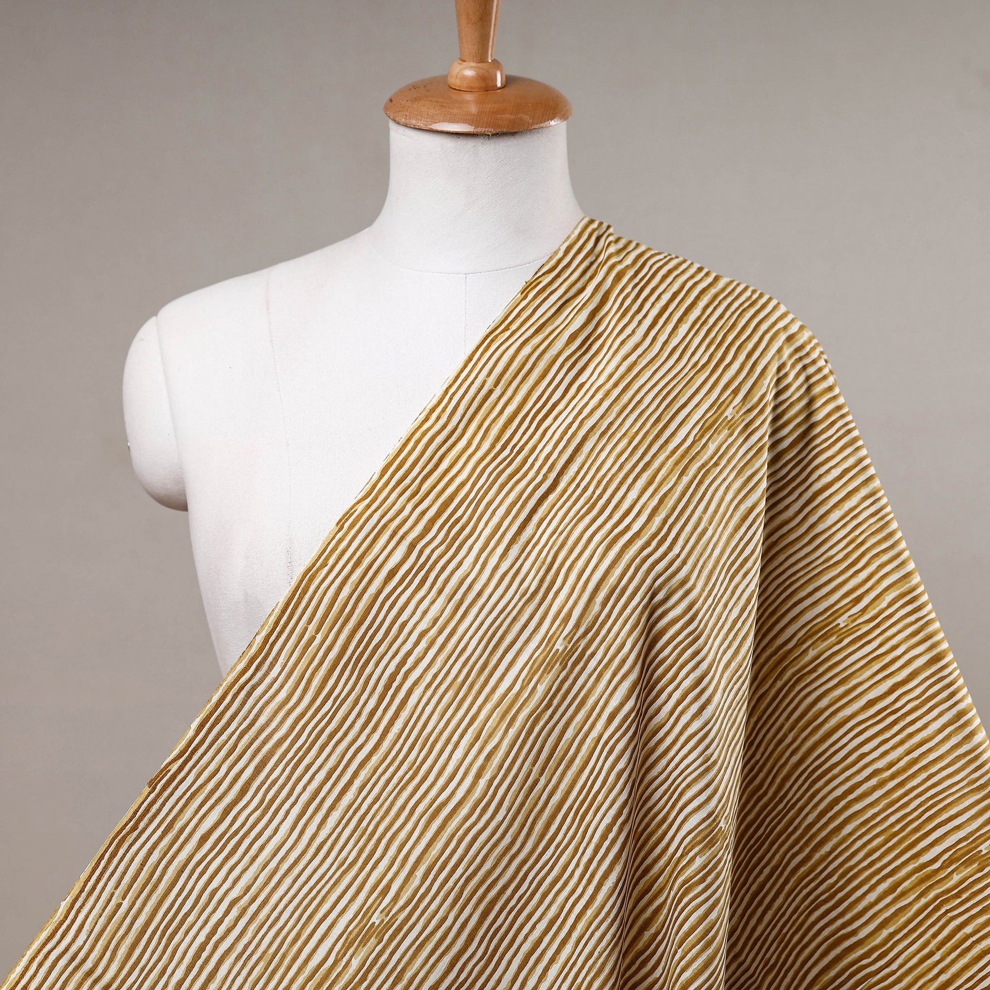 Brown - Lines Pattern Cotton Jaipur Print Fabric