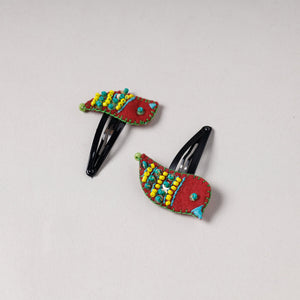 Bird - Handmade Felt & Beadwork Tik-Tak Hair Clips (Set of 2)