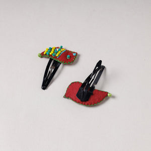 Bird - Handmade Felt & Beadwork Tik-Tak Hair Clips (Set of 2)