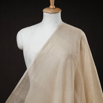 Beige - Traditional Tissue Chanderi Silk Handloom Zari Weave Fabric