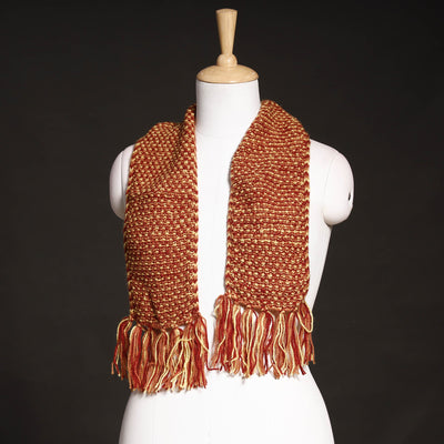 Brown - Kumaun Hand Knitted Woolen Muffler (66 in)