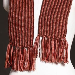 Brown - Kumaun Hand Knitted Woolen Muffler (66 in)
