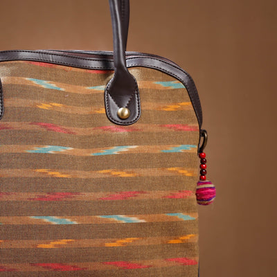 Brown - Handcrafted Woven Ikat Cotton Shoulder Bag