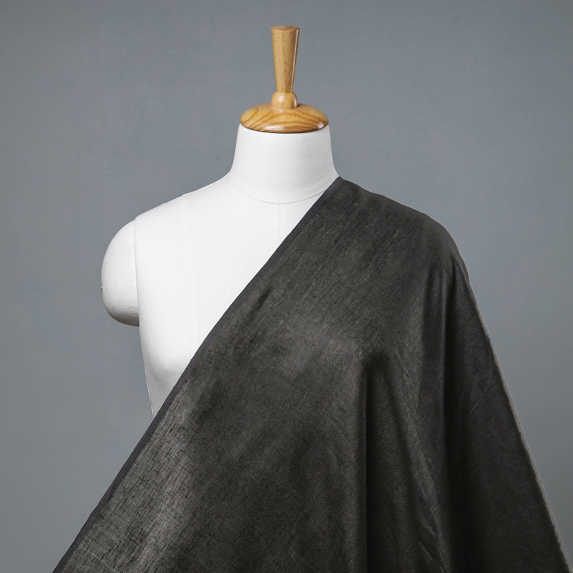Black - Handloom Pure Linen Bhagalpuri Fabric 03