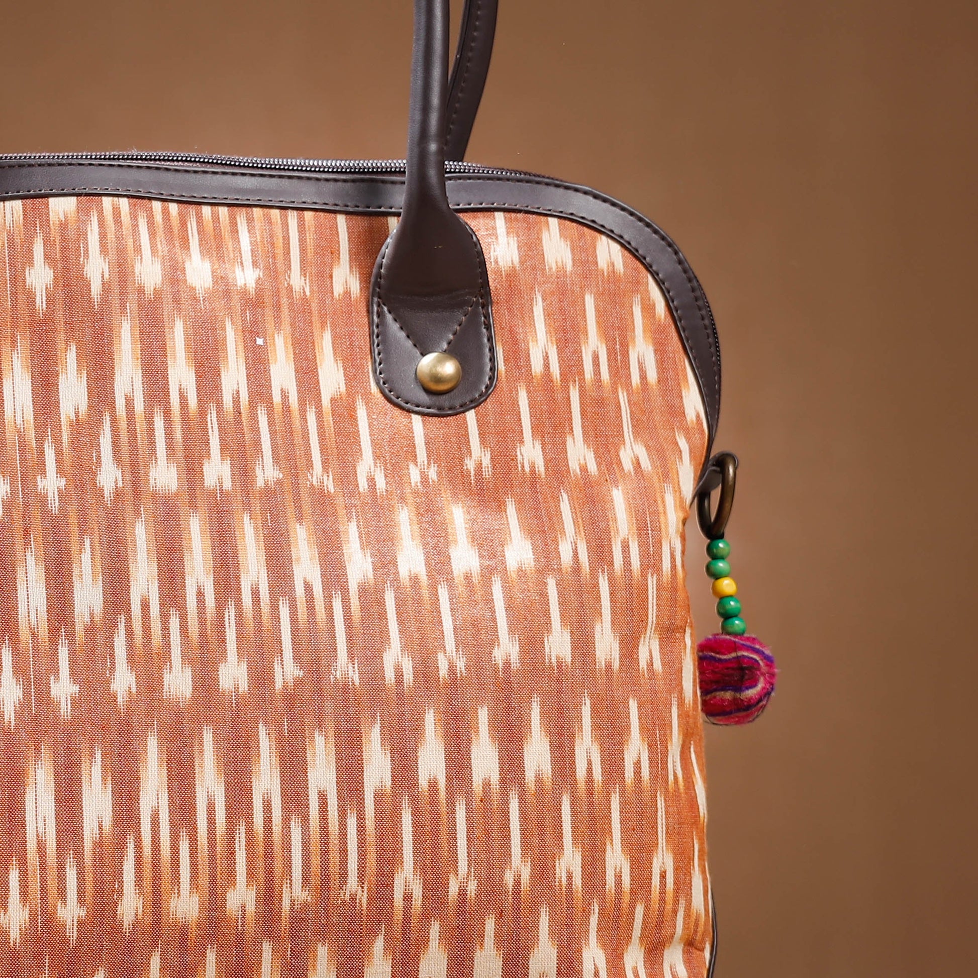 Brown - Handcrafted Woven Ikat Cotton Shoulder Bag
