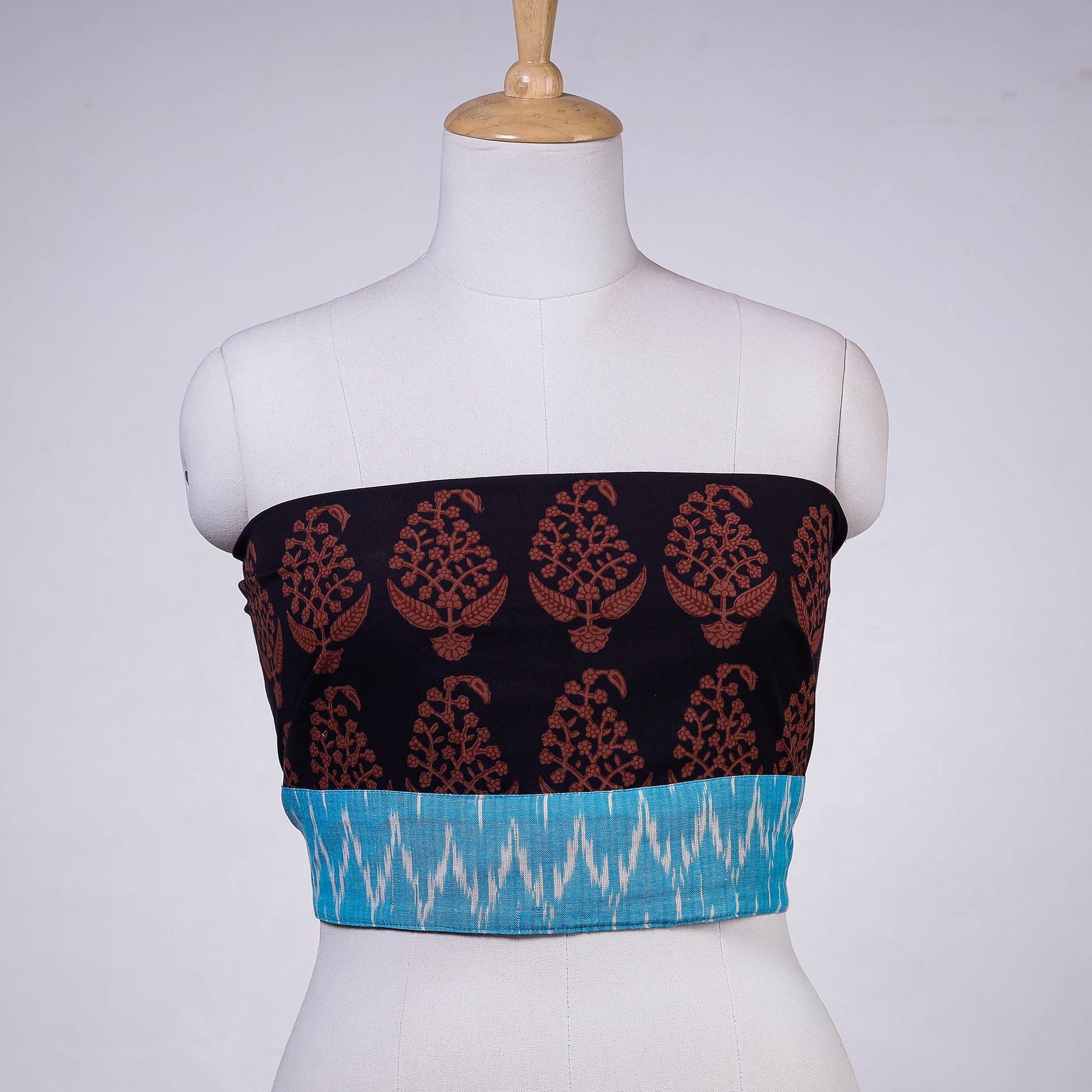 Black - Rangoli Bagh Block Printing Cotton Blouse Piece