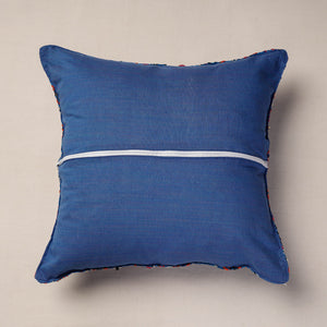 Blue - Chanderi Silk Phulkari Hand Embroidered Cushion Cover