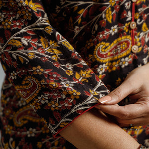 Black - Kalamkari Printed Cotton Straight Kurta